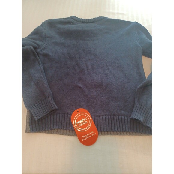 Wonder Nation NWT polar bear sweater kids 5T unisex children navy cotton pullon - Picture 5 of 6